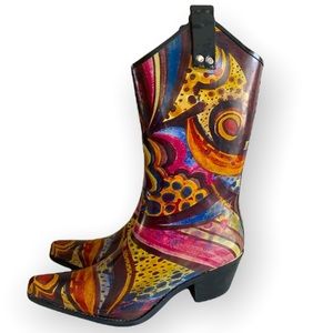 Yippy Cowboy Rainboot Waterproof Nomad Western Style pull on colorful pattern